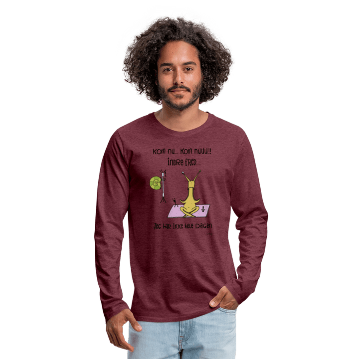 Indre Fred Snegl - Herre Langærmet Trøje - Premium langærmet Herre - T-shirt - bordeaux meleret - Dajlig