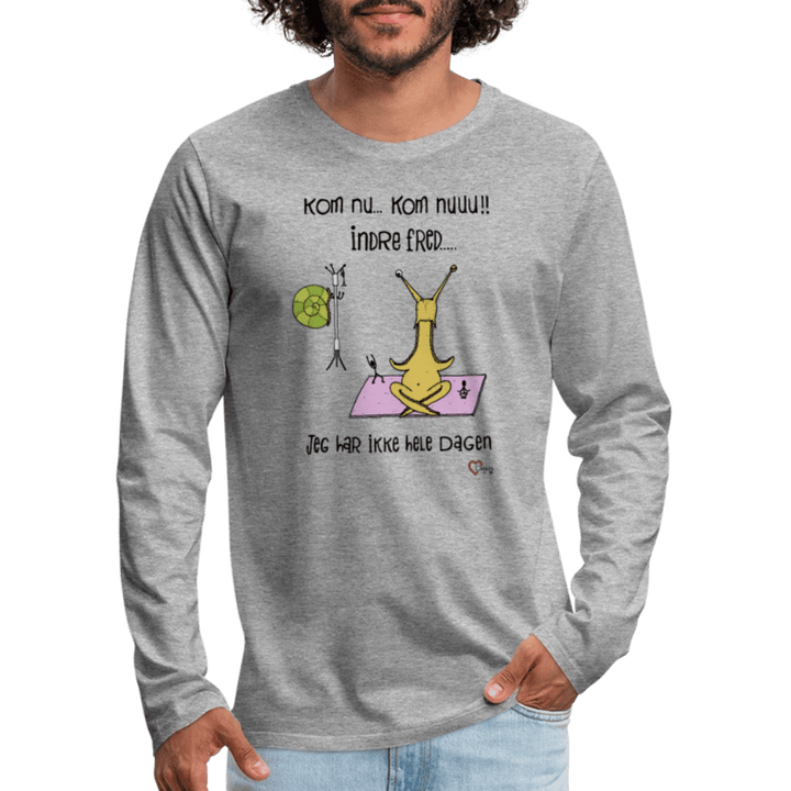 Indre Fred Snegl - Herre Langærmet Trøje - Premium langærmet Herre - T-shirt - grå meleret - Dajlig