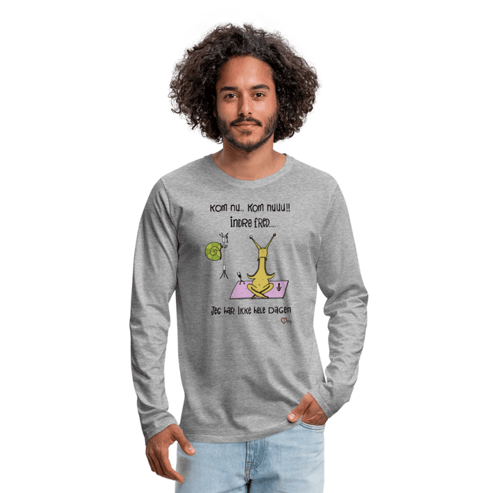 Indre Fred Snegl - Herre Langærmet Trøje - Premium langærmet Herre - T-shirt - grå meleret - Dajlig