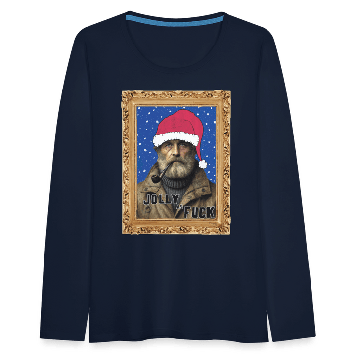 Jolly Joe - Dame Langærmet Trøje - Dame premium T-shirt med lange ærmer - marineblå - Dajlig.dk