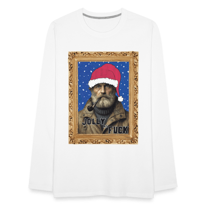 Jolly Joe - Herre Langærmet Trøje - Herre premium T-shirt med lange ærmer - hvid - Dajlig.dk