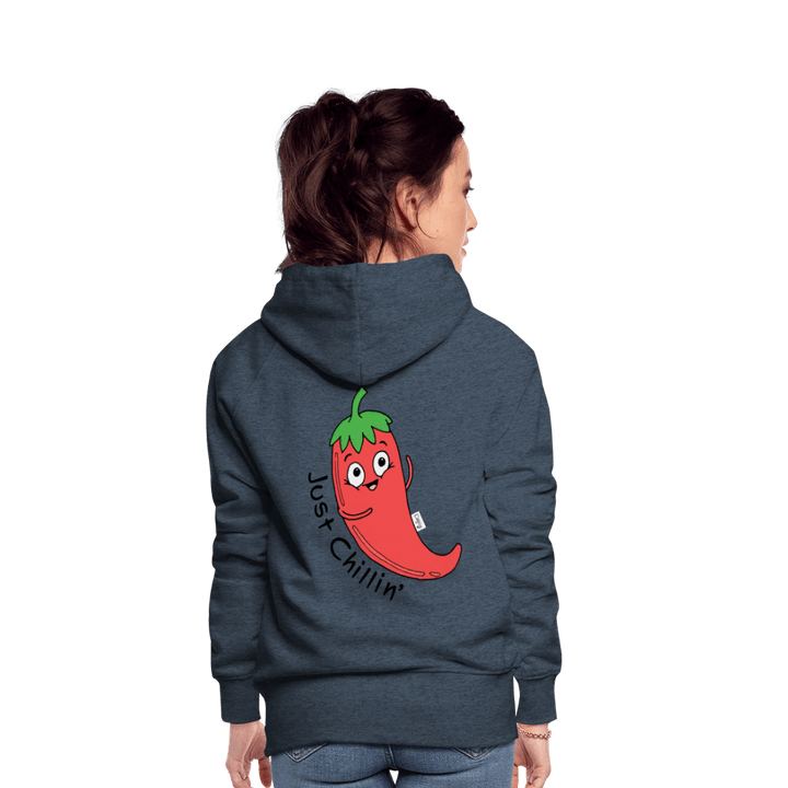Just Chillin' - Dame Hættetrøje - Dame Premium hættetrøje - jeansblå - Dajlig