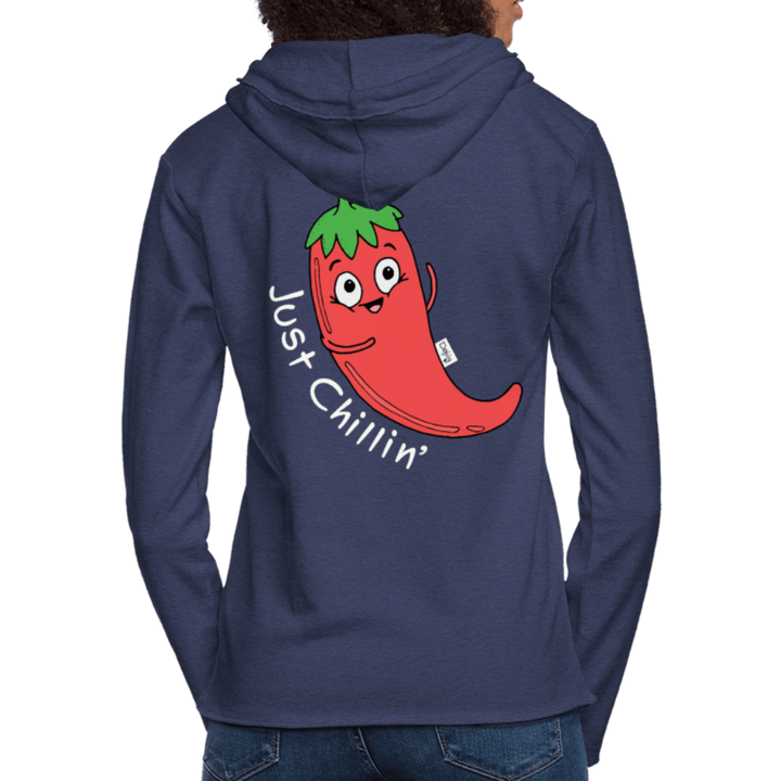 Just Chillin' - Let Unisex Hættetrøje - Let sweatshirt med hætte, unisex - marineblå meleret - Dajlig.dk