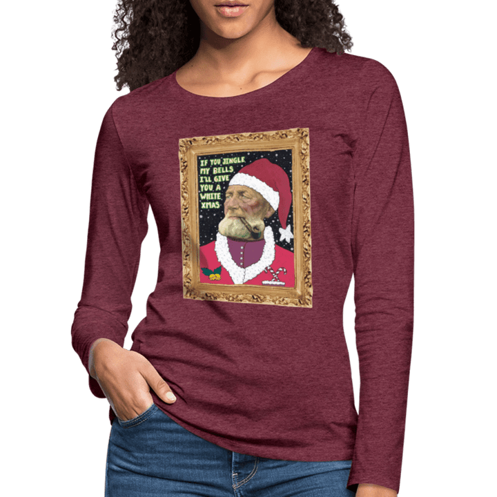 Klaus Santa - Dame Langærmet Trøje - Dame premium T-shirt med lange ærmer - bordeaux meleret - Dajlig.dk