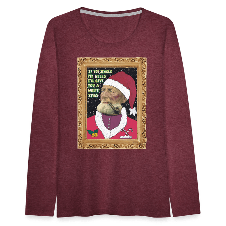 Klaus Santa - Dame Langærmet Trøje - Dame premium T-shirt med lange ærmer - bordeaux meleret - Dajlig.dk