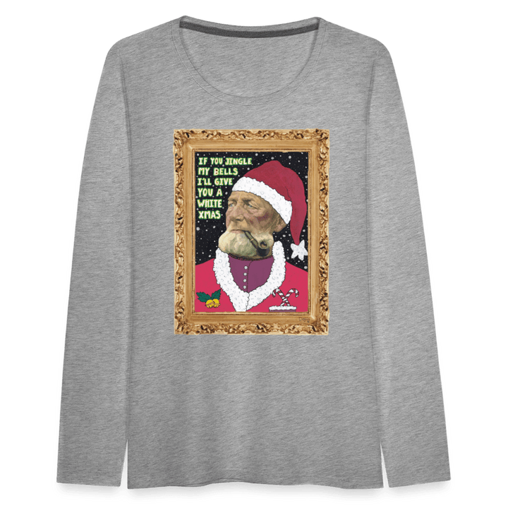 Klaus Santa - Dame Langærmet Trøje - Dame premium T-shirt med lange ærmer - grå meleret - Dajlig.dk