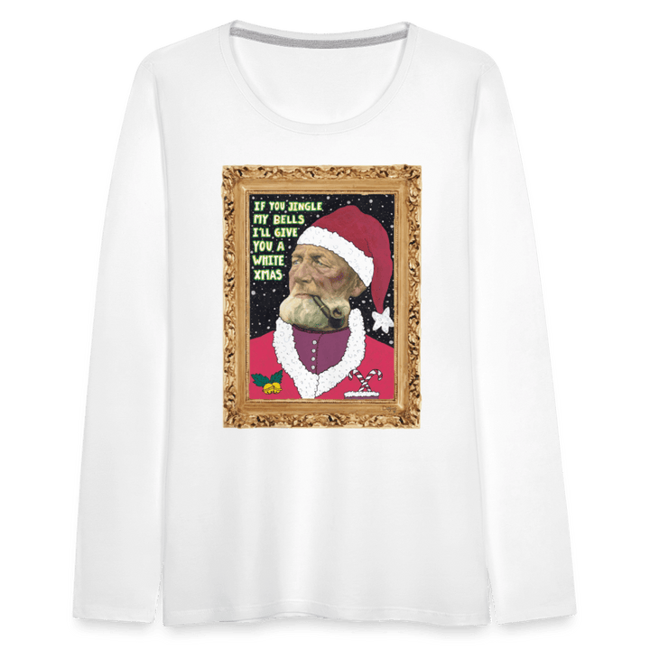 Klaus Santa - Dame Langærmet Trøje - Dame premium T-shirt med lange ærmer - hvid - Dajlig.dk