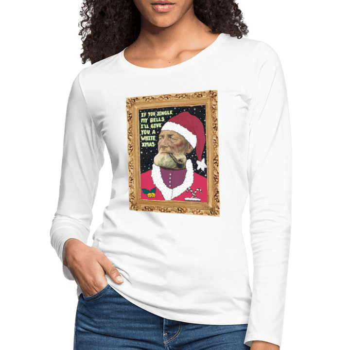 Klaus Santa - Dame Langærmet Trøje - Dame premium T-shirt med lange ærmer - hvid - Dajlig.dk