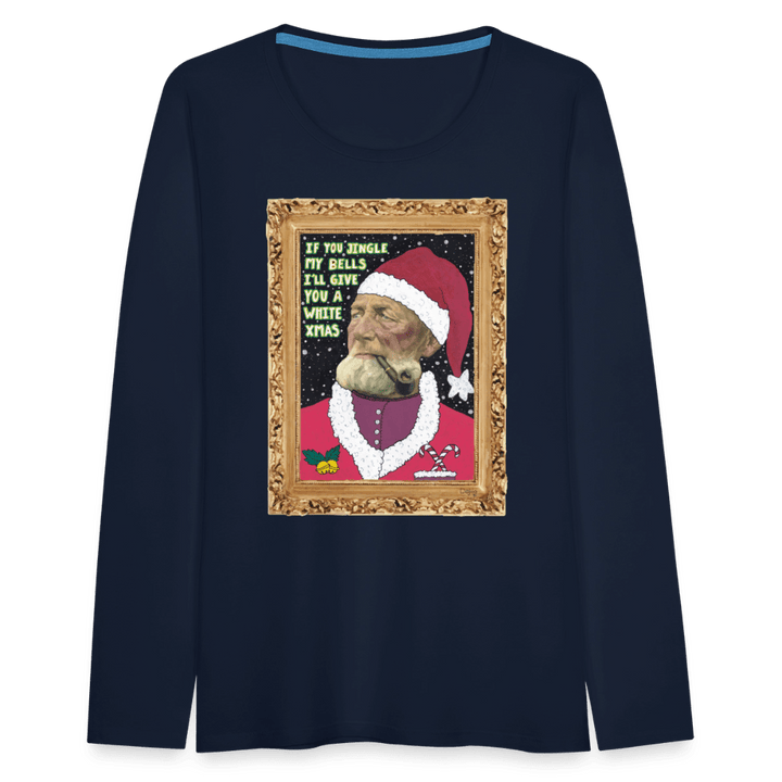 Klaus Santa - Dame Langærmet Trøje - Dame premium T-shirt med lange ærmer - marineblå - Dajlig.dk