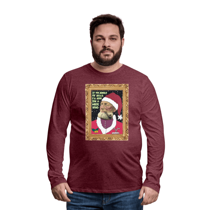 Klaus Santa - Herre Langærmet Trøje - Herre premium T-shirt med lange ærmer - bordeaux meleret - Dajlig.dk