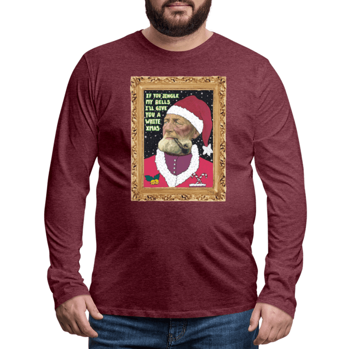 Klaus Santa - Herre Langærmet Trøje - Herre premium T-shirt med lange ærmer - bordeaux meleret - Dajlig.dk