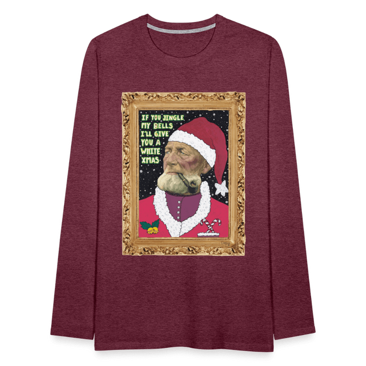 Klaus Santa - Herre Langærmet Trøje - Herre premium T-shirt med lange ærmer - bordeaux meleret - Dajlig.dk