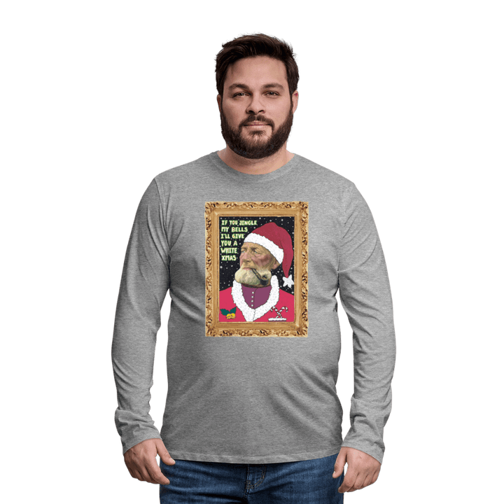 Klaus Santa - Herre Langærmet Trøje - Herre premium T-shirt med lange ærmer - grå meleret - Dajlig.dk