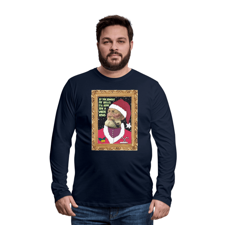 Klaus Santa - Herre Langærmet Trøje - Herre premium T-shirt med lange ærmer - marineblå - Dajlig.dk