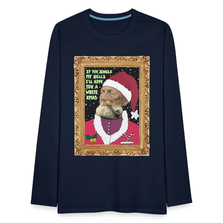 Klaus Santa - Herre Langærmet Trøje - Herre premium T-shirt med lange ærmer - marineblå - Dajlig.dk