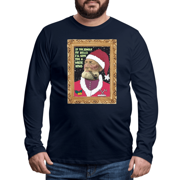 Klaus Santa - Herre Langærmet Trøje - Herre premium T-shirt med lange ærmer - marineblå - Dajlig.dk