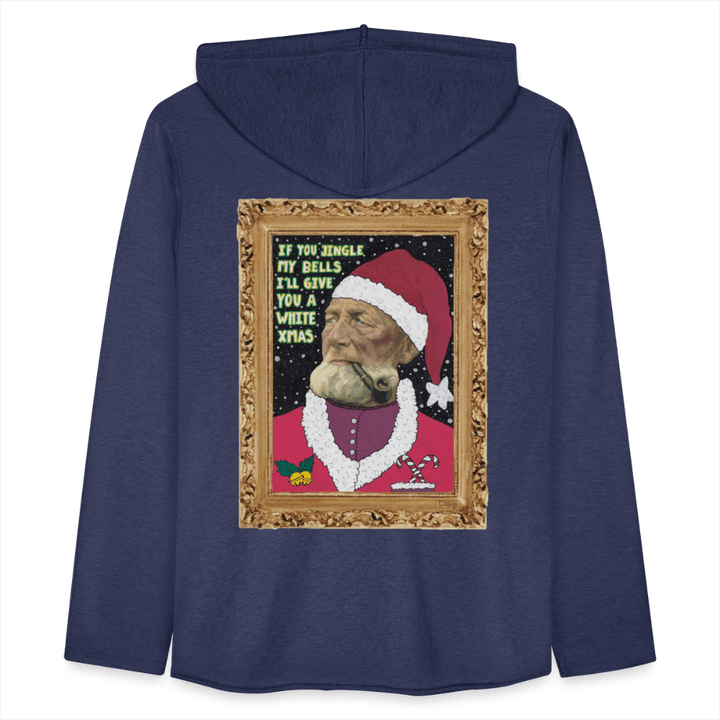 Klaus Santa - Let Unisex Hættetrøje - Let sweatshirt med hætte, unisex - marineblå meleret - Dajlig.dk