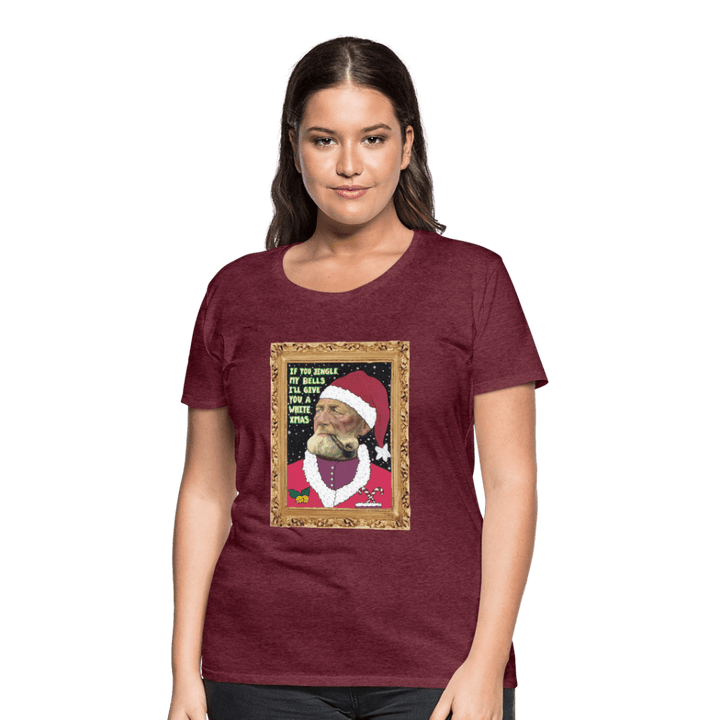 Klaus Santa - Premuim Dame T-shirt - Dame premium T-shirt - bordeaux meleret - Dajlig.dk