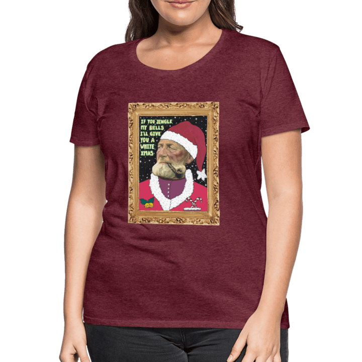 Klaus Santa - Premuim Dame T-shirt - Dame premium T-shirt - bordeaux meleret - Dajlig.dk