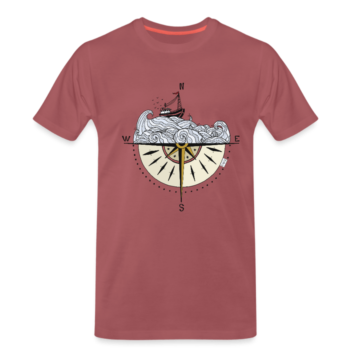 Kompasset - Eksklusiv Herre T-shirt - Herre premium T-shirt - forvasket bordeaux - Dajlig