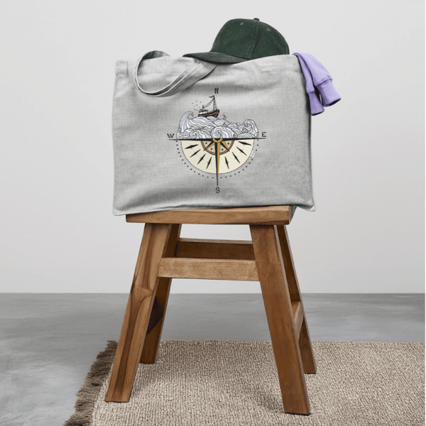 Kompasset - Stor Kraftig mulepose i genbrugsstof - Stanley/Stella recycled shopping bag - grå meleret - Dajlig