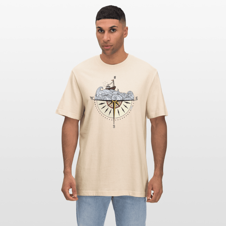 Kompasset - Unisex T-shirt - Stanley/Stella Relaxed Fit økologisk unisex - T-shirt Sparker - hvid grå - Dajlig