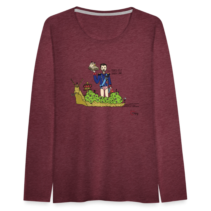 Konge Snegl - Dame Langærmet Trøje - Dame premium T-shirt med lange ærmer - bordeaux meleret - Dajlig.dk