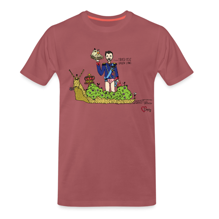 Konge Snegl - Eksklusiv Herre T-shirt - Herre premium T-shirt - forvasket bordeaux - Dajlig