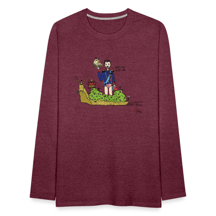 Konge Snegl - Herre Langærmet Trøje - Premium langærmet Herre - T-shirt - bordeaux meleret - Dajlig
