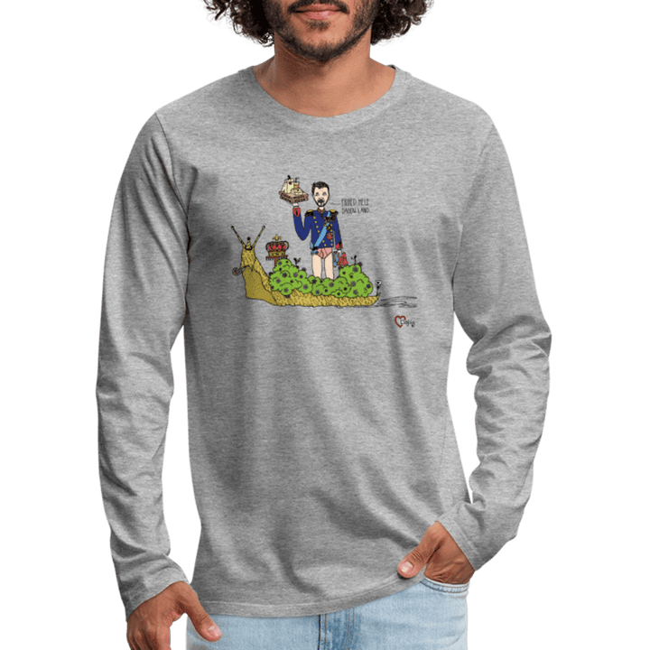 Konge Snegl - Herre Langærmet Trøje - Premium langærmet Herre - T-shirt - grå meleret - Dajlig