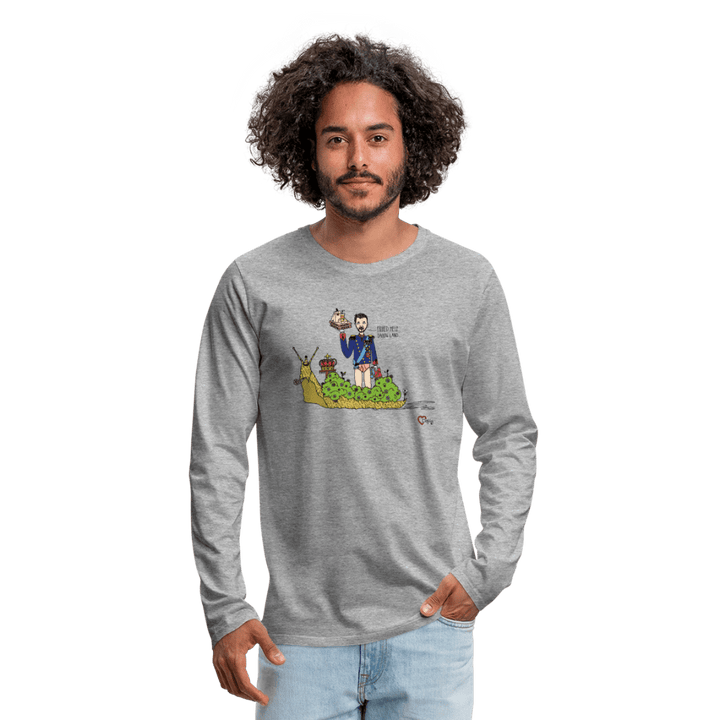 Konge Snegl - Herre Langærmet Trøje - Premium langærmet Herre - T-shirt - grå meleret - Dajlig