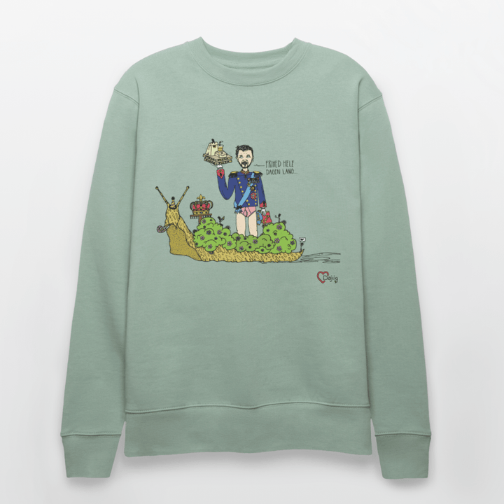 Konge Snegl - Kraftig Unisex Sweatshirt - Stanley/Stella økologisk unisex - sweatshirt CHANGER - lys grågrøn - Dajlig.dk