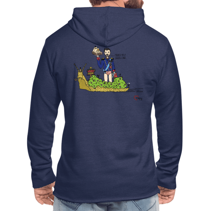 Konge Snegl - Let Unisex hættetrøje - Let sweatshirt med hætte, unisex - marineblå meleret - Dajlig
