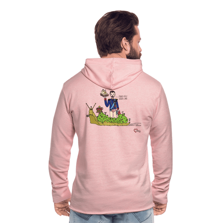 Konge Snegl - Let Unisex hættetrøje - Let sweatshirt med hætte, unisex - rosa - creme meleret - Dajlig
