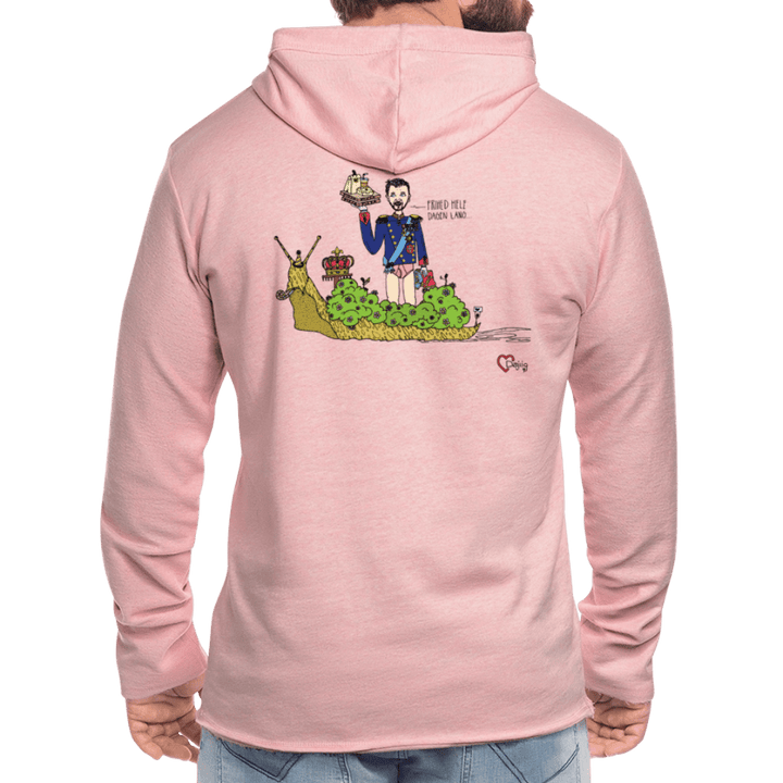 Konge Snegl - Let Unisex hættetrøje - Let sweatshirt med hætte, unisex - rosa - creme meleret - Dajlig