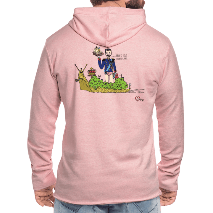 Konge Snegl - Let Unisex hættetrøje - Let sweatshirt med hætte, unisex - rosa - creme meleret - Dajlig.dk