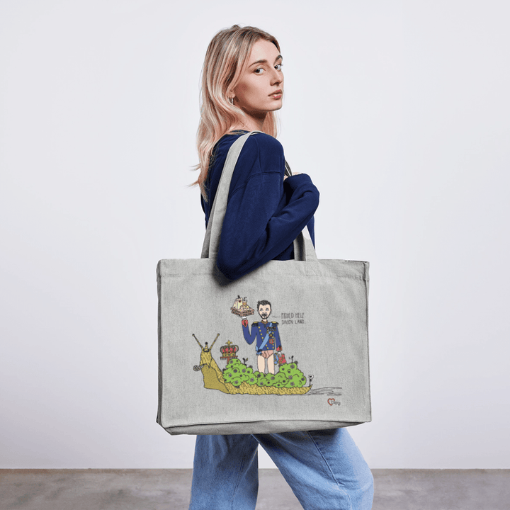 Konge Snegl - Stor Kraftig mulepose i genbrugsstof - Stanley/Stella recycled shopping bag - grå meleret - Dajlig.dk