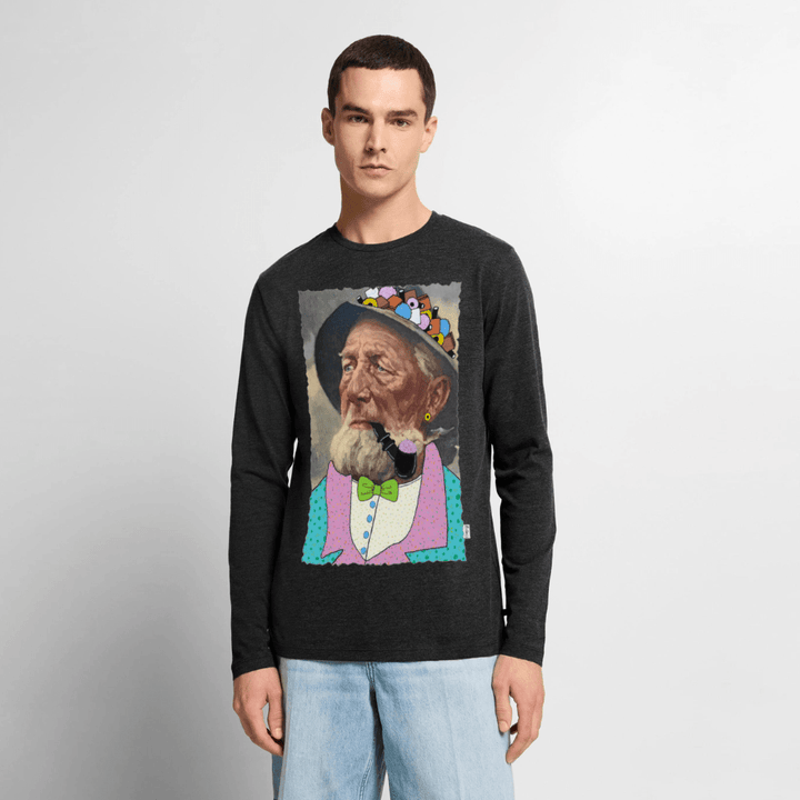 Krymmel Kaj - Herre Langærmet Trøje - Premium økologisk langærmet T-shirt til mænd - antracit meleret - Dajlig