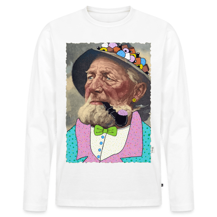 Krymmel Kaj - Herre Langærmet Trøje - Premium økologisk langærmet T-shirt til mænd - hvid - Dajlig