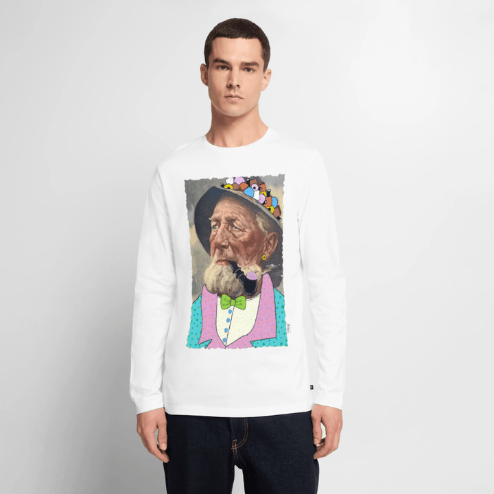 Krymmel Kaj - Herre Langærmet Trøje - Premium økologisk langærmet T-shirt til mænd - hvid - Dajlig