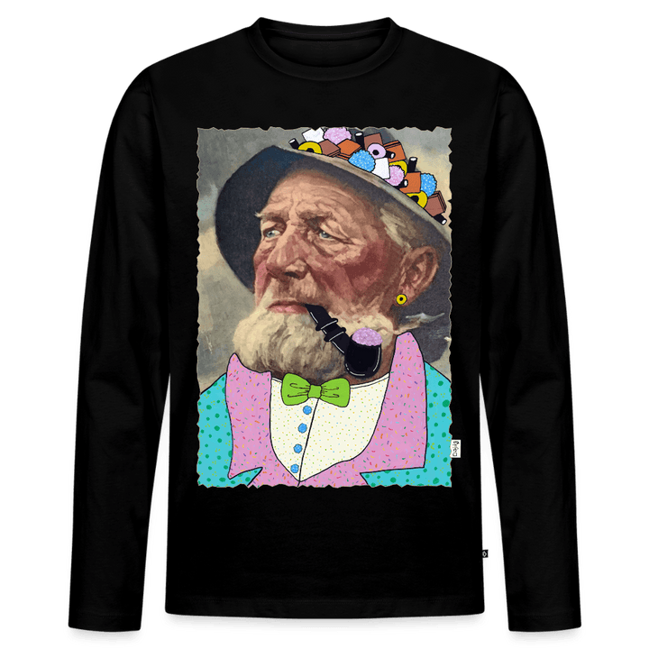 Krymmel Kaj - Herre Langærmet Trøje - Premium økologisk langærmet T-shirt til mænd - sort - Dajlig