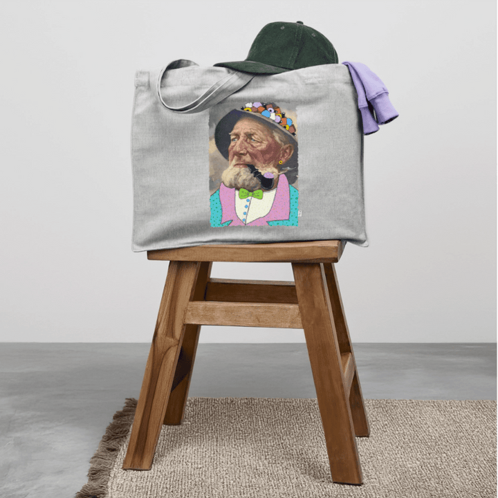 Krymmel Kaj - Stor kraftig mulepose i genbrugsstof - Stanley/Stella recycled shopping bag - grå meleret - Dajlig