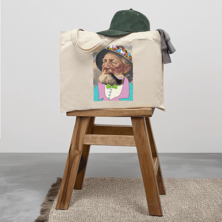 Krymmel Kaj - Stor kraftig mulepose i genbrugsstof - Stanley/Stella recycled shopping bag - råhvid - Dajlig