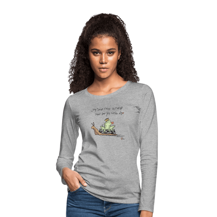 Kysse Frø Snegl - Dame Langærmet Trøje - Dame premium T-shirt med lange ærmer - grå meleret - Dajlig