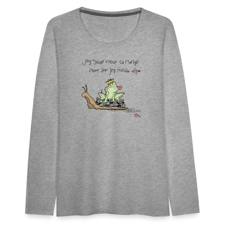 Kysse Frø Snegl - Dame Langærmet Trøje - Dame premium T-shirt med lange ærmer - grå meleret - Dajlig