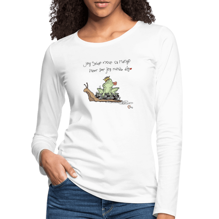 Kysse Frø Snegl - Dame Langærmet Trøje - Dame premium T-shirt med lange ærmer - hvid - Dajlig