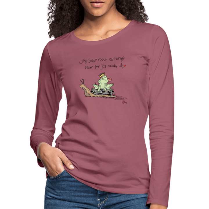 Kysse Frø Snegl - Dame Langærmet Trøje - Dame premium T-shirt med lange ærmer - rødviolet - Dajlig
