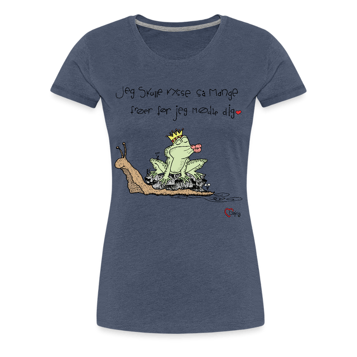 Kysse Frø Snegl - Eksklusiv Dame T-shirt - Dame premium T-shirt - blåmeleret - Dajlig