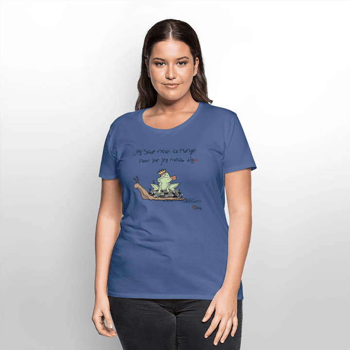 Kysse Frø Snegl - Eksklusiv Dame T-shirt - Dame premium T-shirt - dueblå - Dajlig