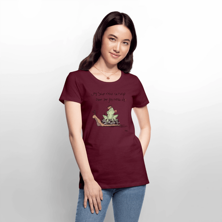 Kysse Frø Snegl - Eksklusiv Dame T-shirt - Dame premium T-shirt - vinrød - Dajlig